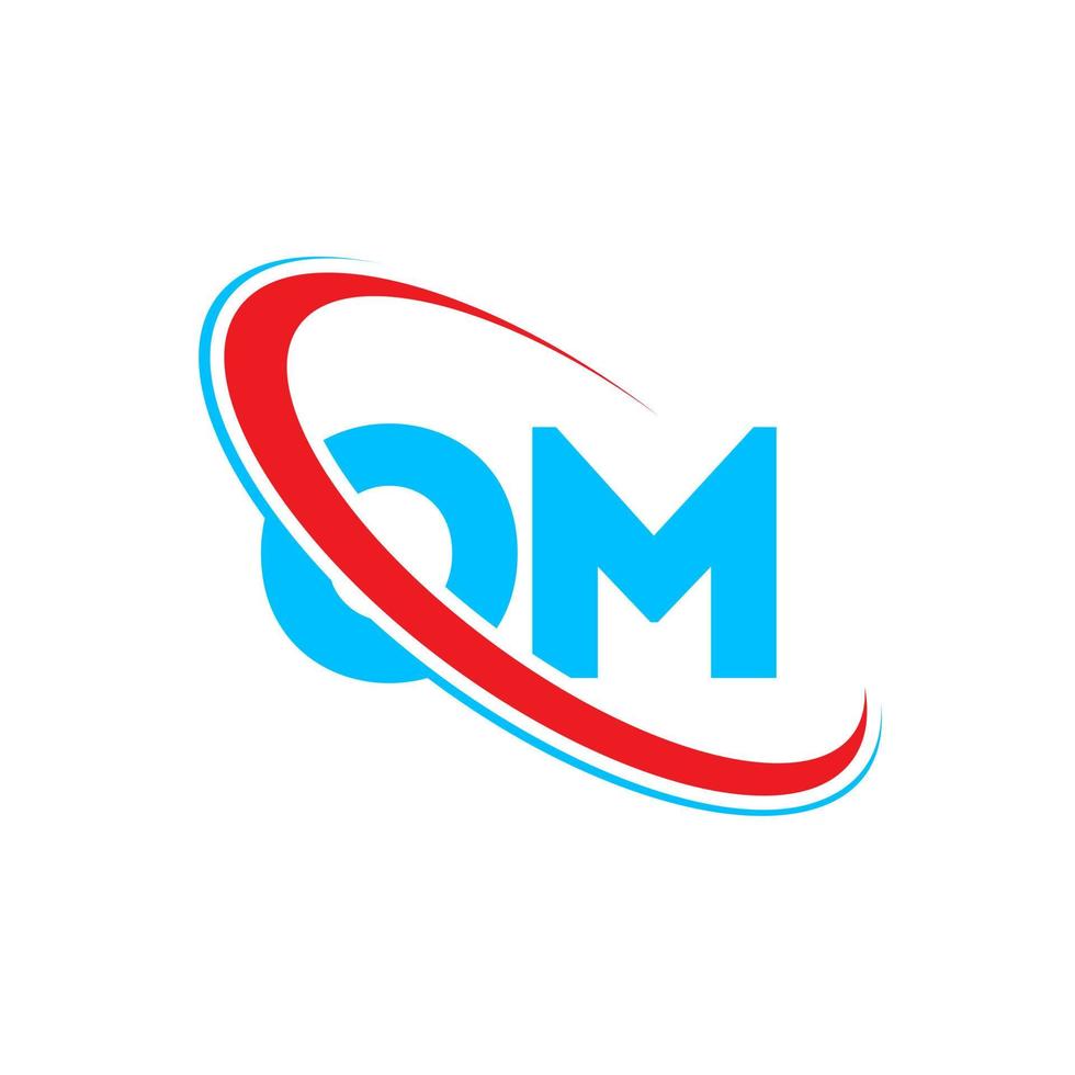 logo de l'OM. conception. lettre om bleue et rouge. création de logo de lettre om. lettre initiale om logo monogramme majuscule cercle lié. vecteur