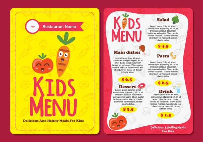 Modèle de menu Kids Colorful Kids vecteur