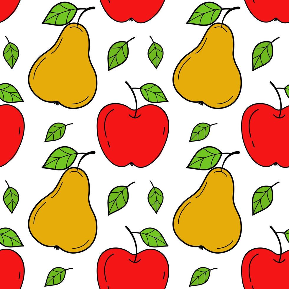 fond transparent peint avec des pommes et des poires. motif répétitif abstrait. pour papier, couverture, tissu, fond d'aliments sains, emballage cadeau, art mural, décoration intérieure. vecteur