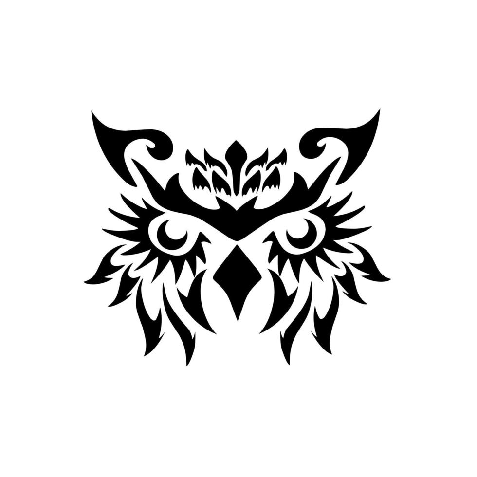 illustration graphiques vectoriels de hibou de visage d'art de tatouage tribal vecteur