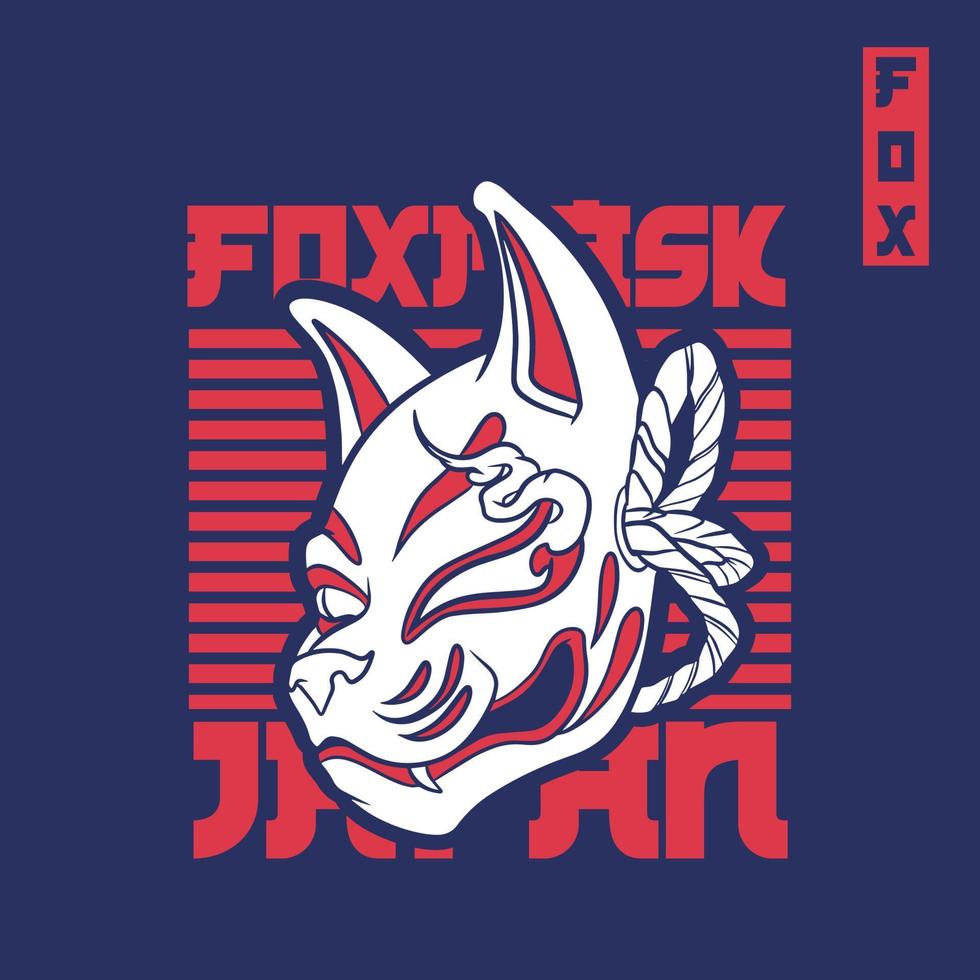 illustration de masque de renard kitsune, symbole japonais traditionnel. dessin simple, illustration de clip art isolé. vecteur