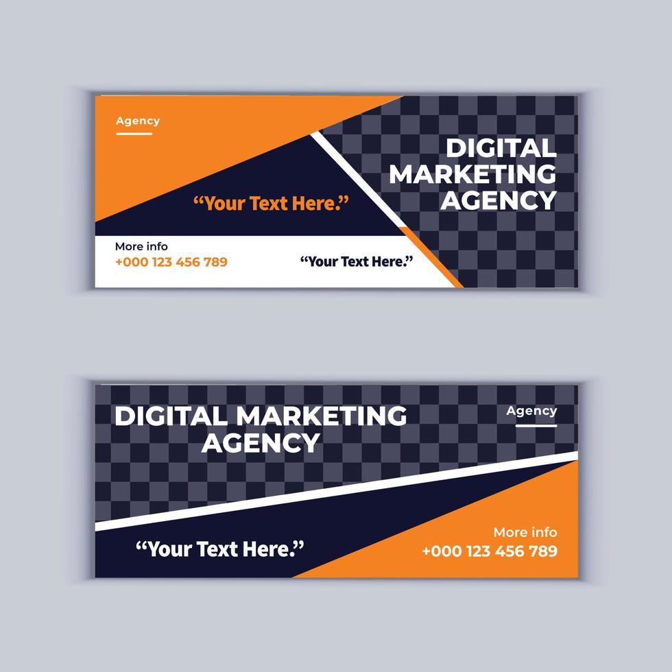 conception de bannière d'agence de marketing numérique ensemble de deux bannières d'entreprise professionnelles conception modèle de mise en page de bannière de couverture moderne vecteur