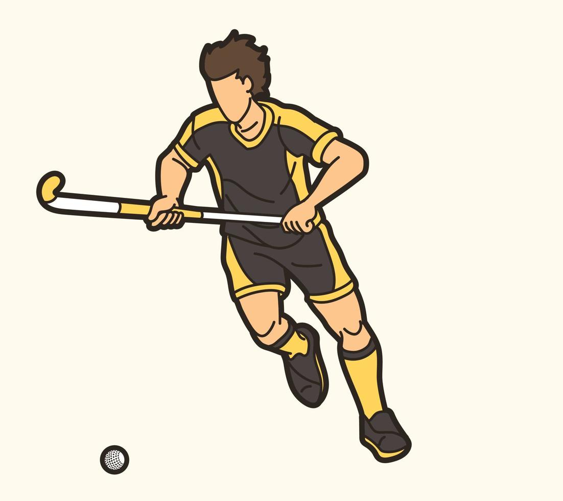 dessin animé hockey sur gazon sport joueur masculin vecteur