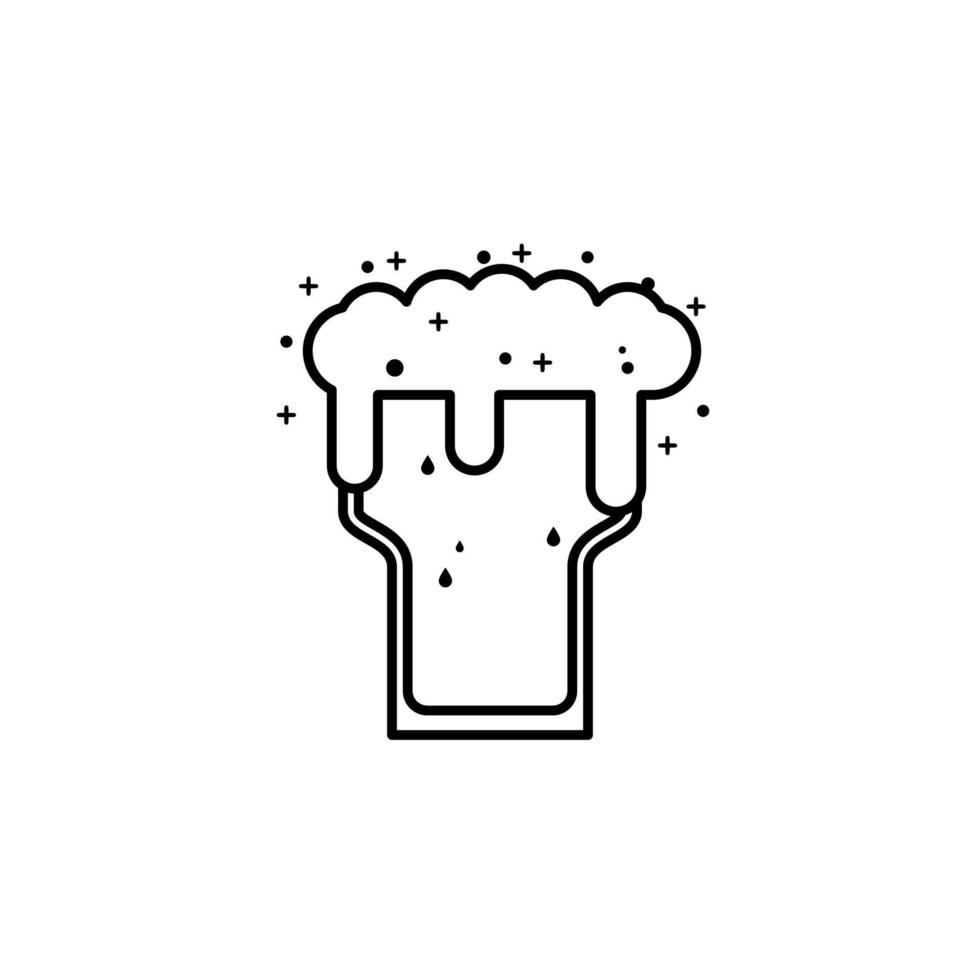icône de verre à bille haute avec soda et mousse sur fond blanc. style simple, ligne, silhouette et épuré. noir et blanc. adapté au symbole, au signe, à l'icône ou au logo vecteur