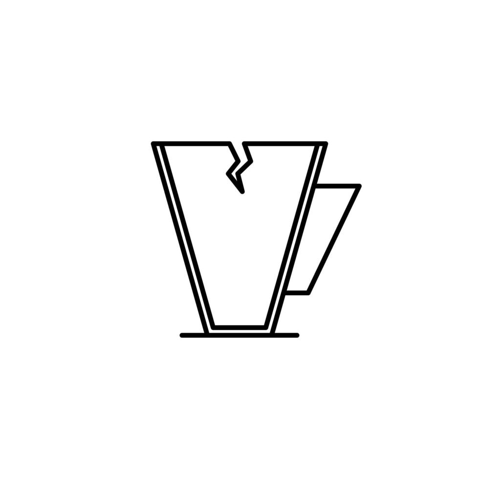 icône de tasse de café fissuré sur fond blanc. style simple, ligne, silhouette et épuré. noir et blanc. adapté au symbole, au signe, à l'icône ou au logo vecteur