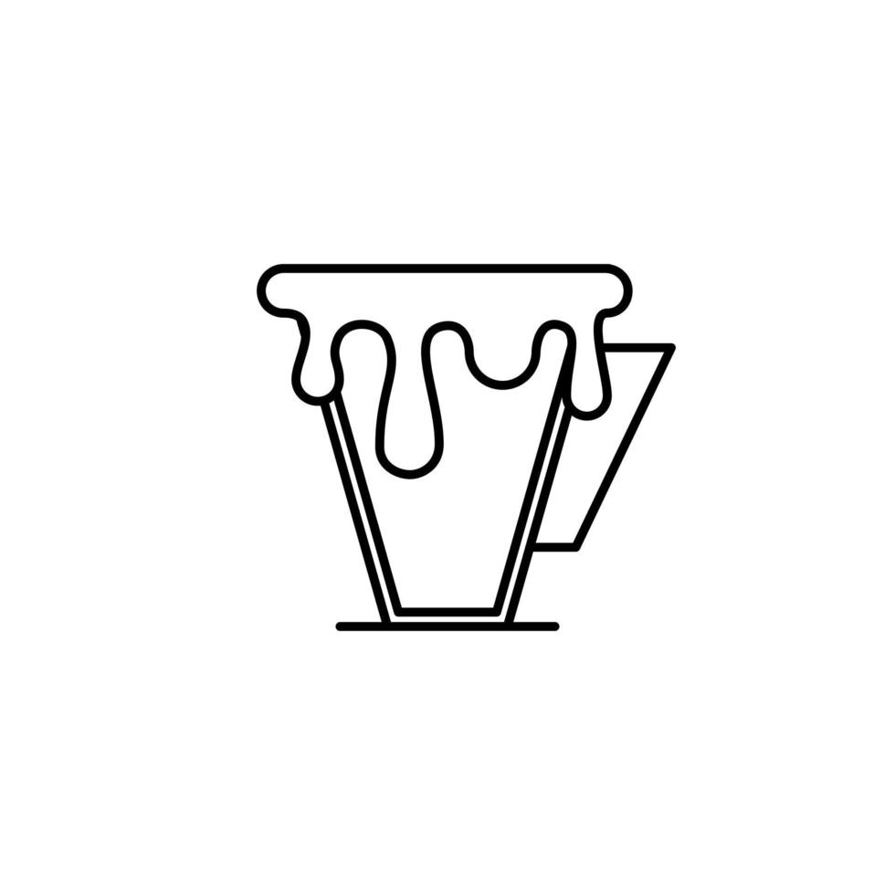 icône de tasse à café avec trop rempli d'eau sur fond blanc. style simple, ligne, silhouette et épuré. noir et blanc. adapté au symbole, au signe, à l'icône ou au logo vecteur