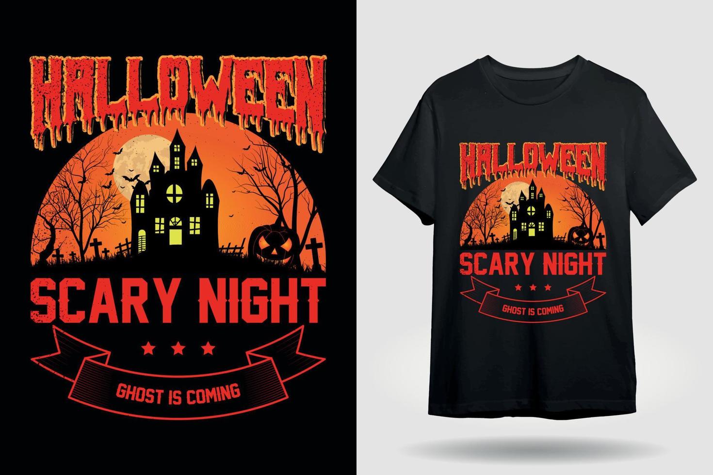 conception de t-shirt de nuit effrayante d'halloween vecteur