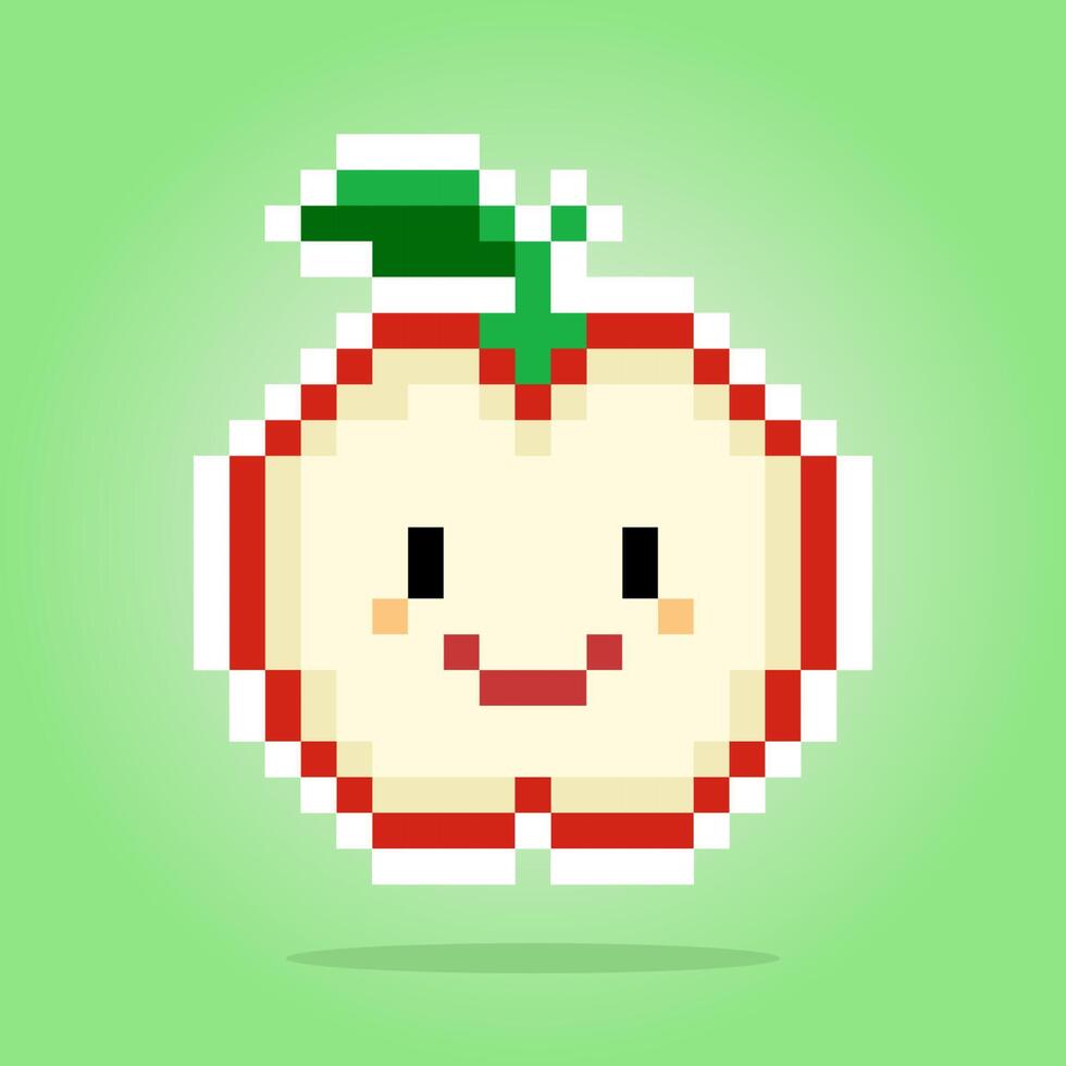 caractère de pixel de pomme. illustration vectorielle d'actifs de jeu 8 bits. vecteur