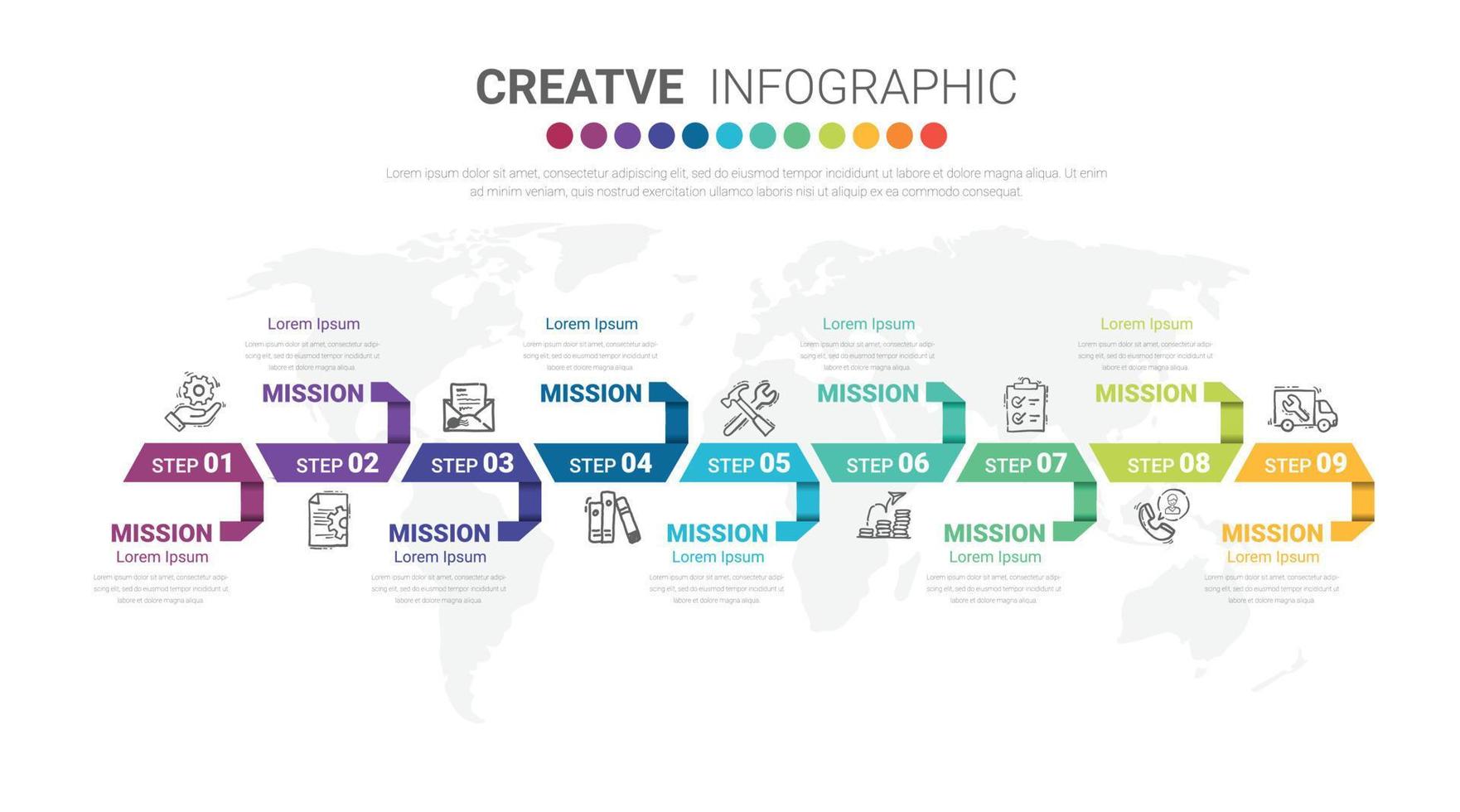 conception infographique vectorielle avec 9 options ou étapes. vecteur