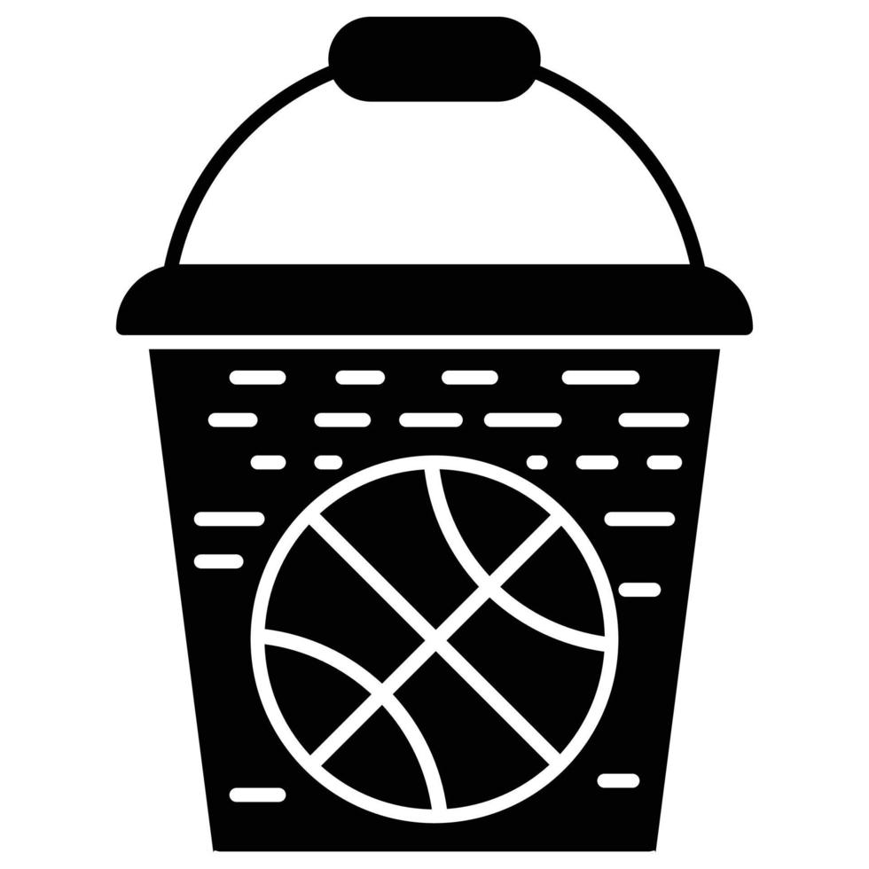 seau, icône de style solide de thème de basket-ball vecteur