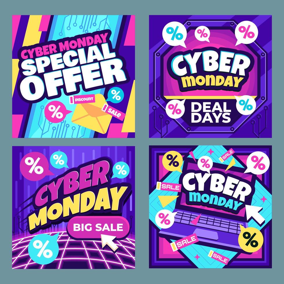 cyber lundi promotion médias sociaux vecteur