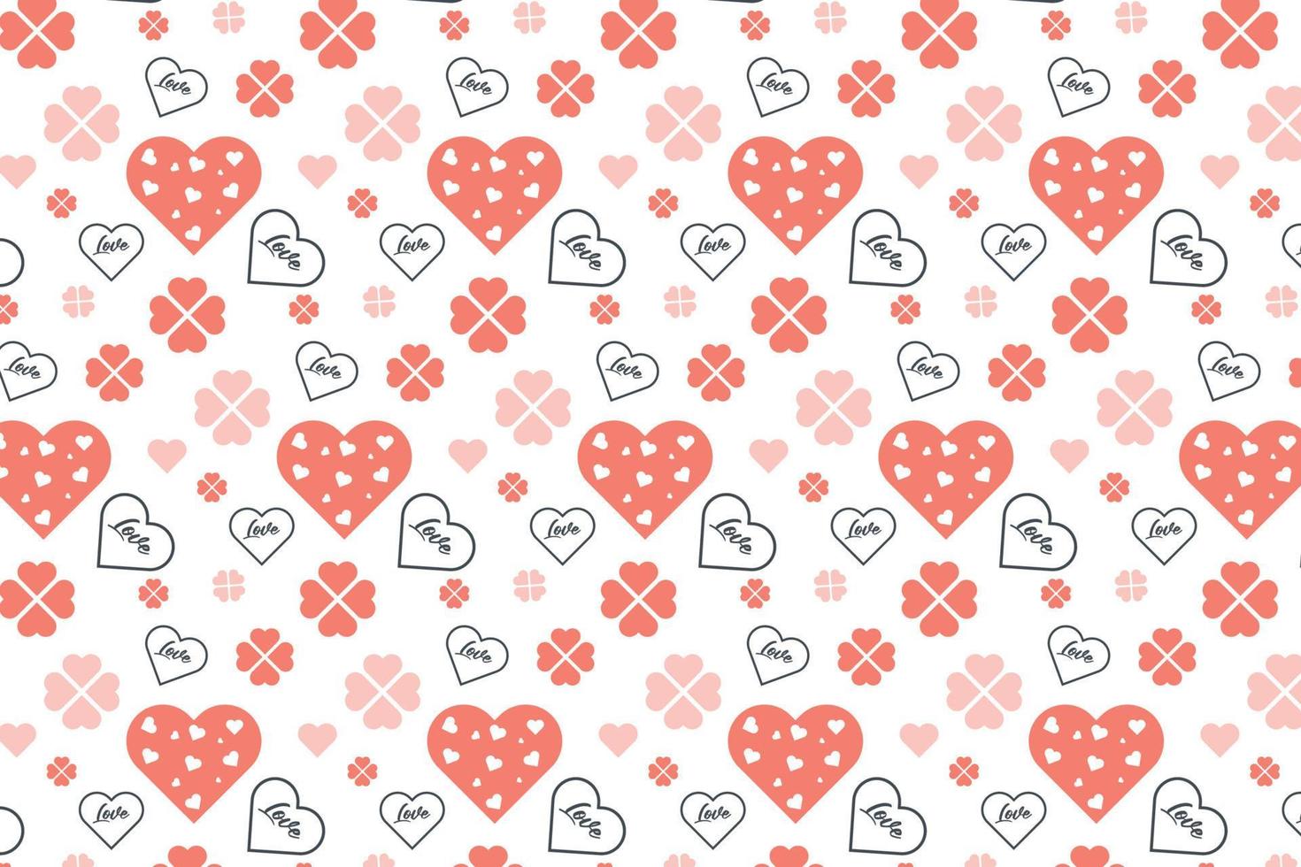 décoration de motif d'amour sans couture avec différentes formes de coeur. fond de motif d'amour abstrait pour papiers peints et papiers d'emballage. vecteur de motif minimal pour la saint valentin sur fond blanc.