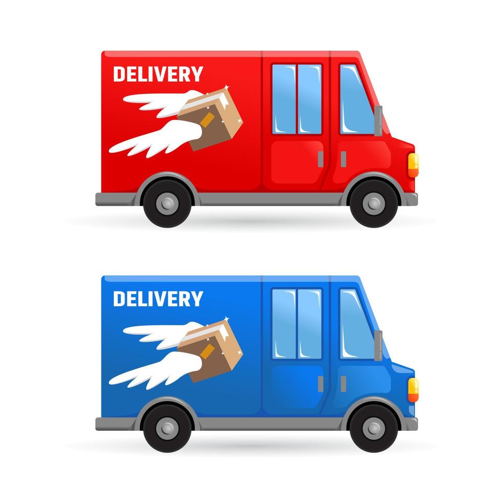 paquet boîte van camion livraison courrier express expédition transport voiture illustration vecteur