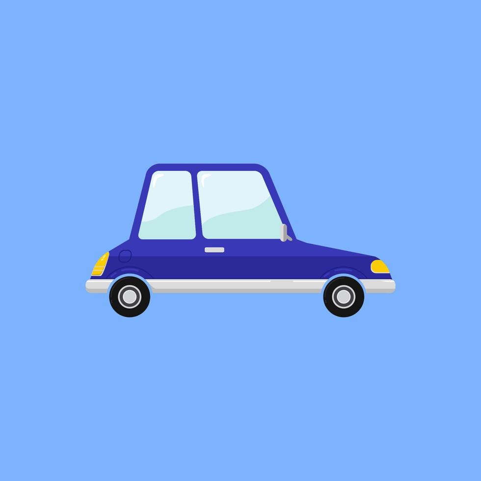 voiture bleue vintage dans un style de dessin animé drôle vecteur