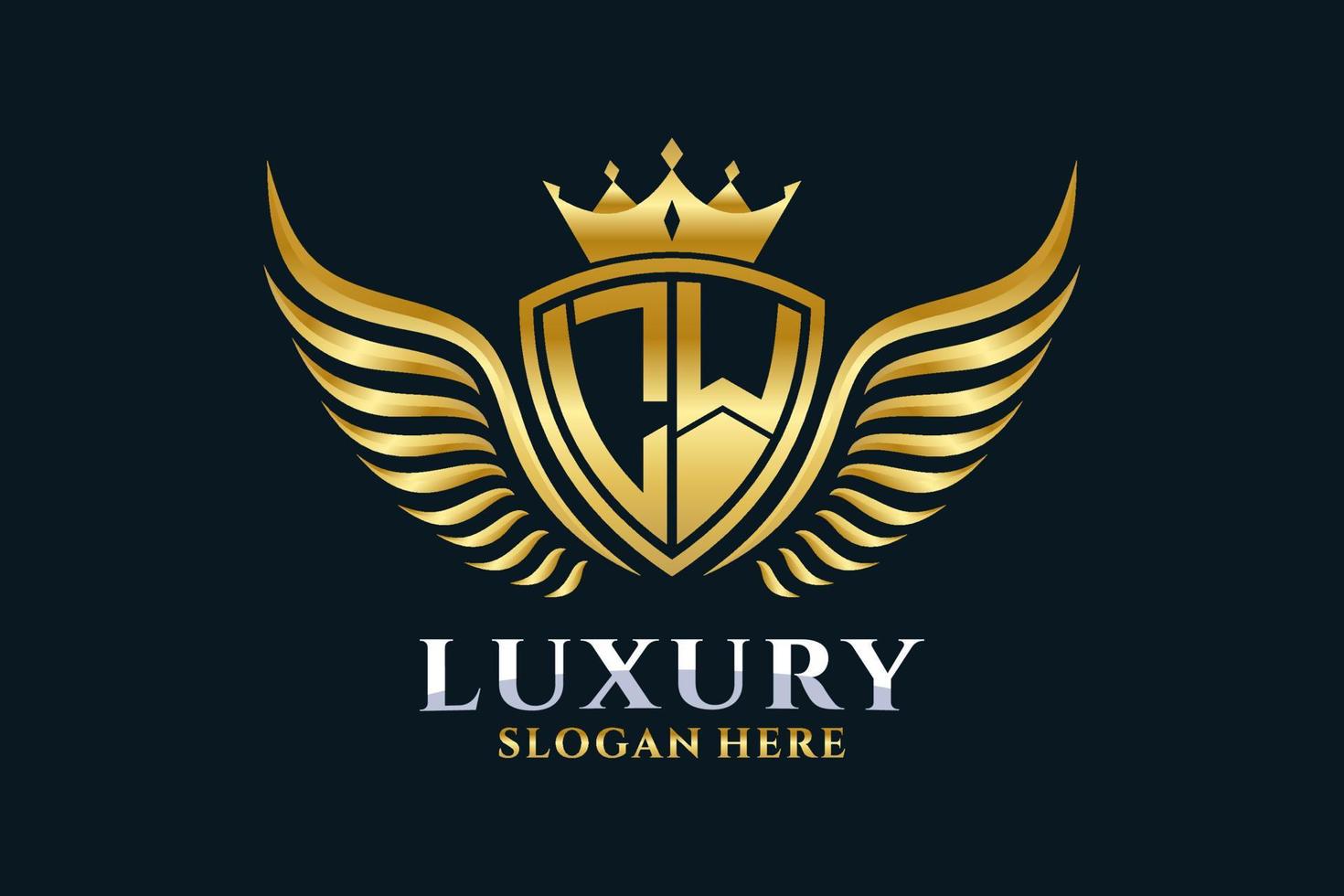 lettre d'aile royale de luxe lw crête logo couleur or vecteur, logo de victoire, logo de crête, logo d'aile, modèle de logo vectoriel. vecteur