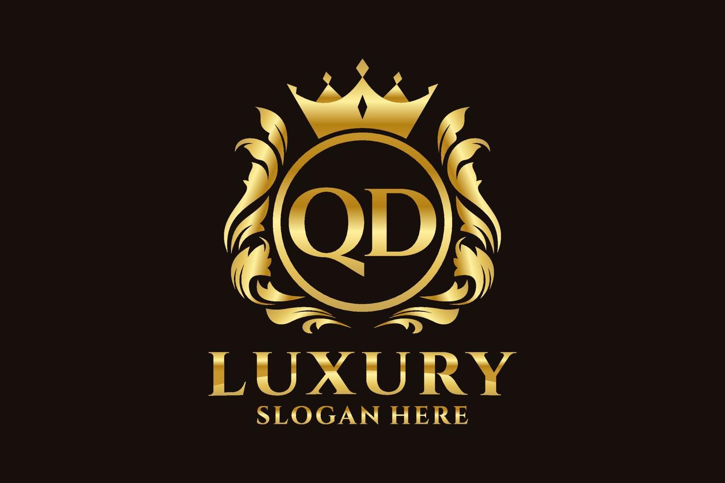 modèle initial de logo de luxe royal de lettre qd dans l'art vectoriel pour des projets de marque luxueux et d'autres illustrations vectorielles.