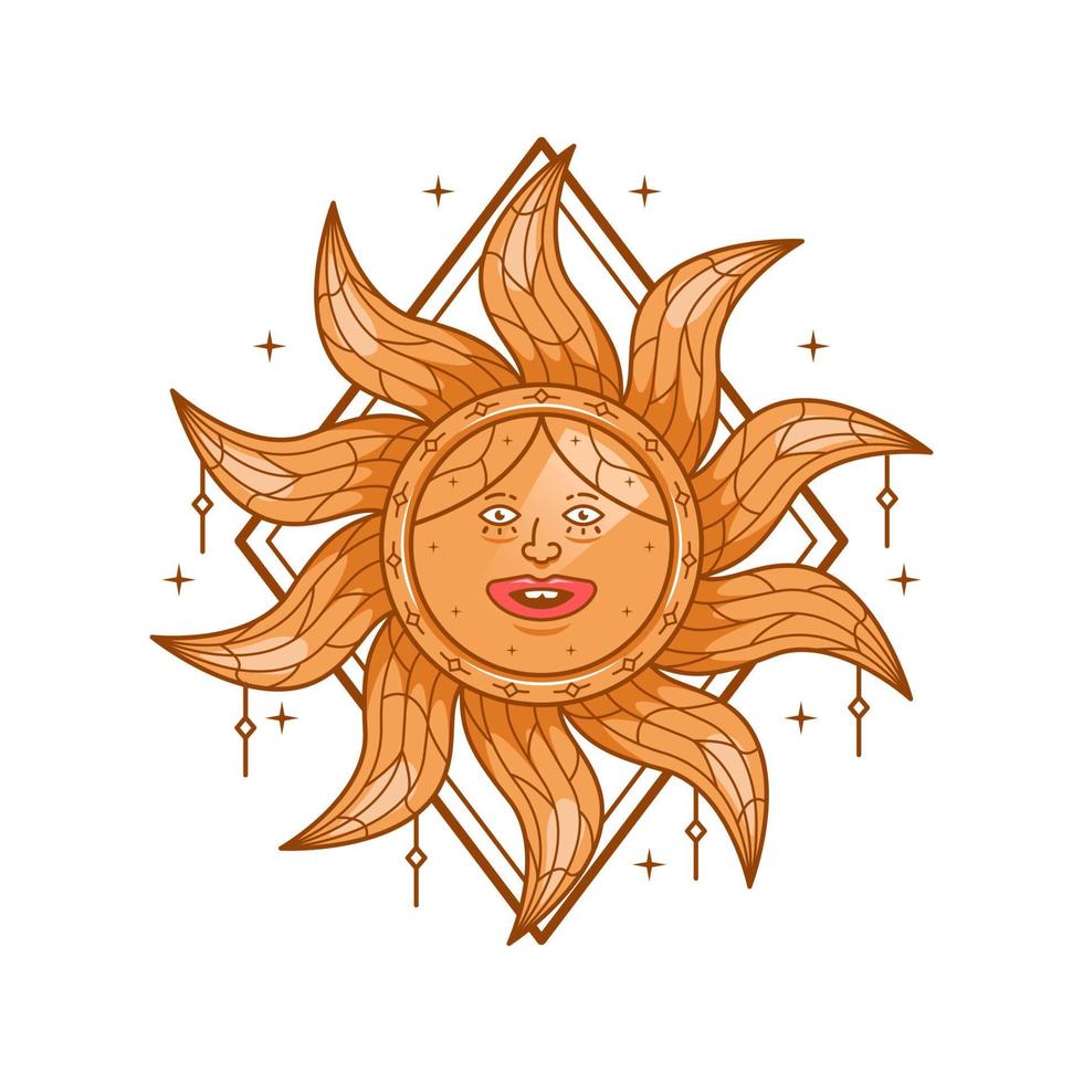 lunatique drôle mignon soleil magique fantaisie personnage t-shirt oeuvre illustration vecteur