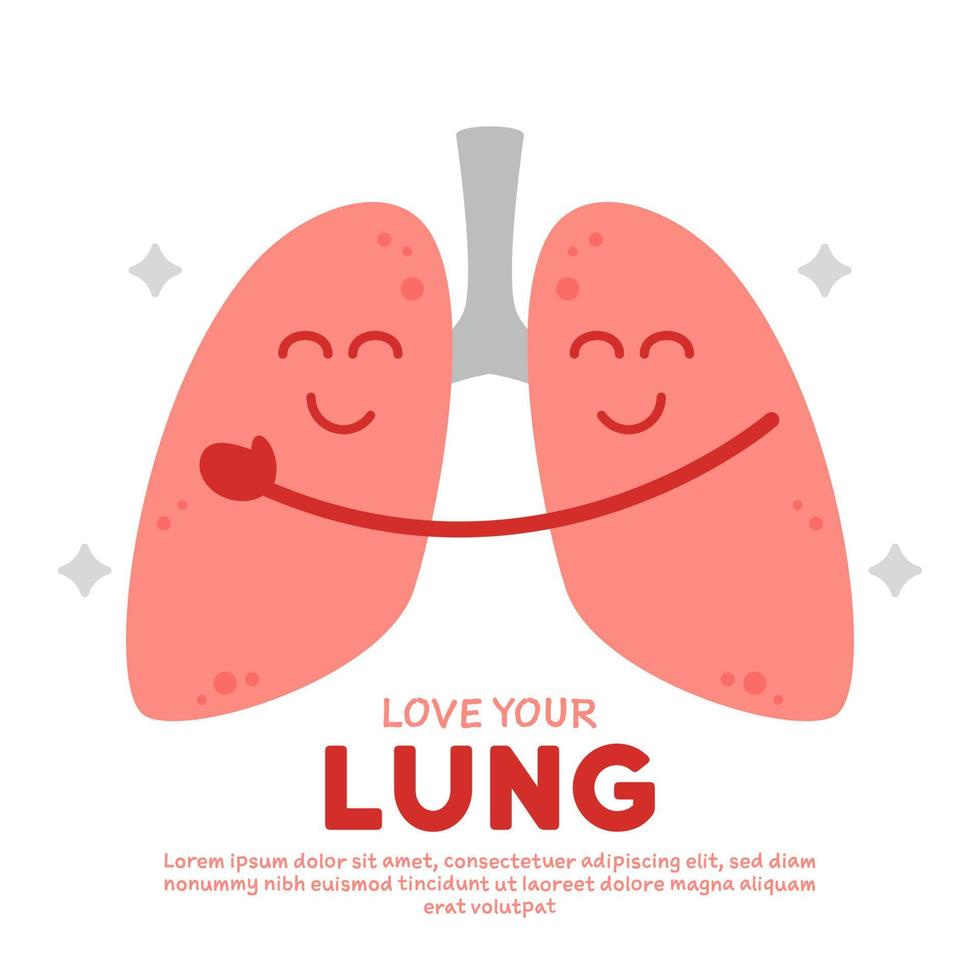 aimez votre illustration vectorielle de dessin animé de poumon sain vecteur