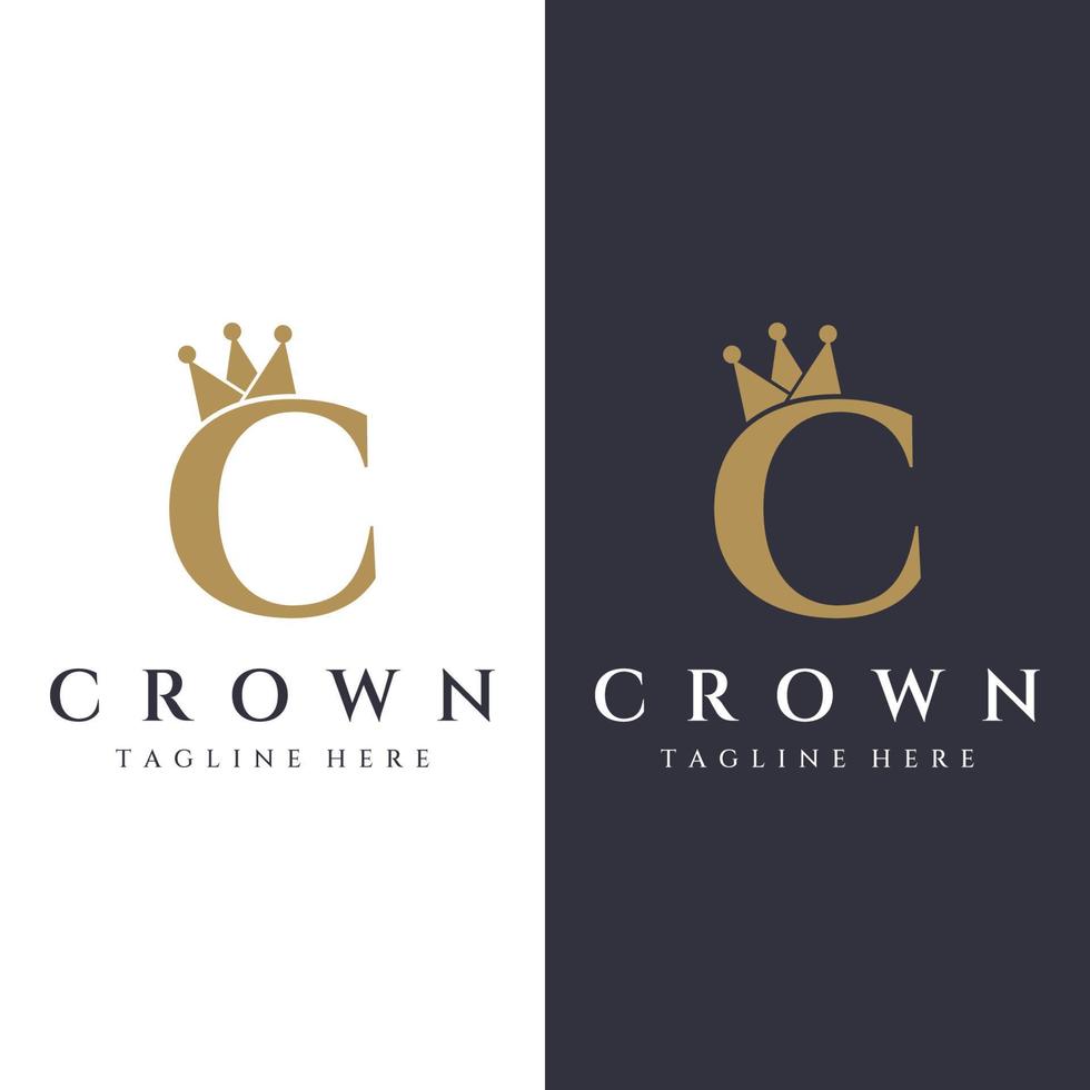 conception de modèle de logo abstrait de couronne royale de luxe. couronne avec monogramme, avec des lignes élégantes et minimalistes isolées sur le fond. vecteur