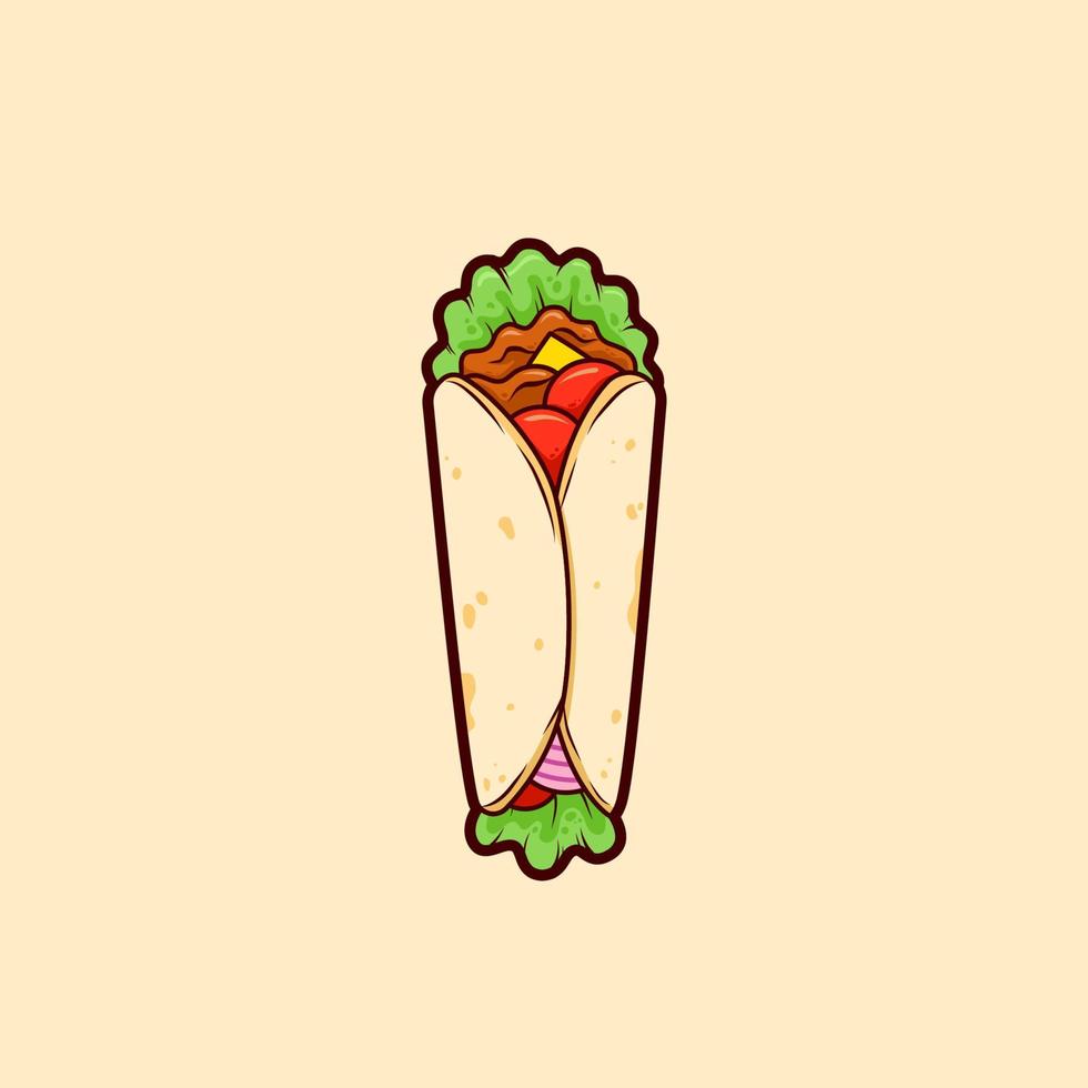 kebab tortilla enveloppé illustration vectorielle isolé vecteur