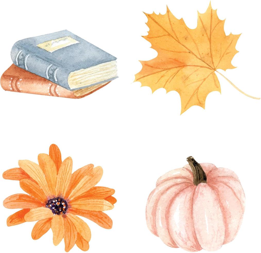 aquarelle automne ensemble clipart vecteur