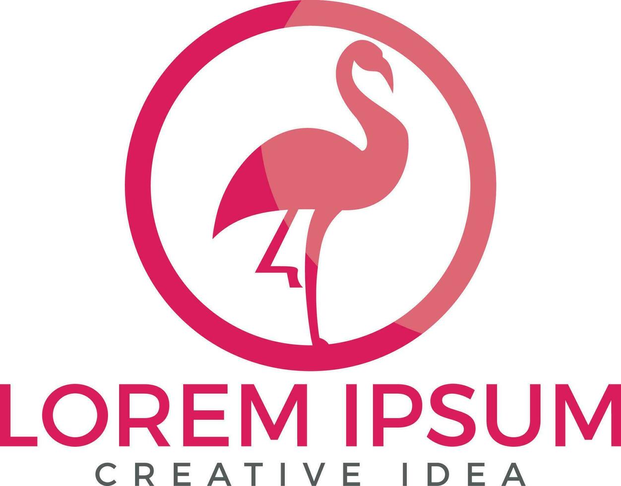 logo flamant rose. idée d'illustration de flamant rose pour le logo. vecteur