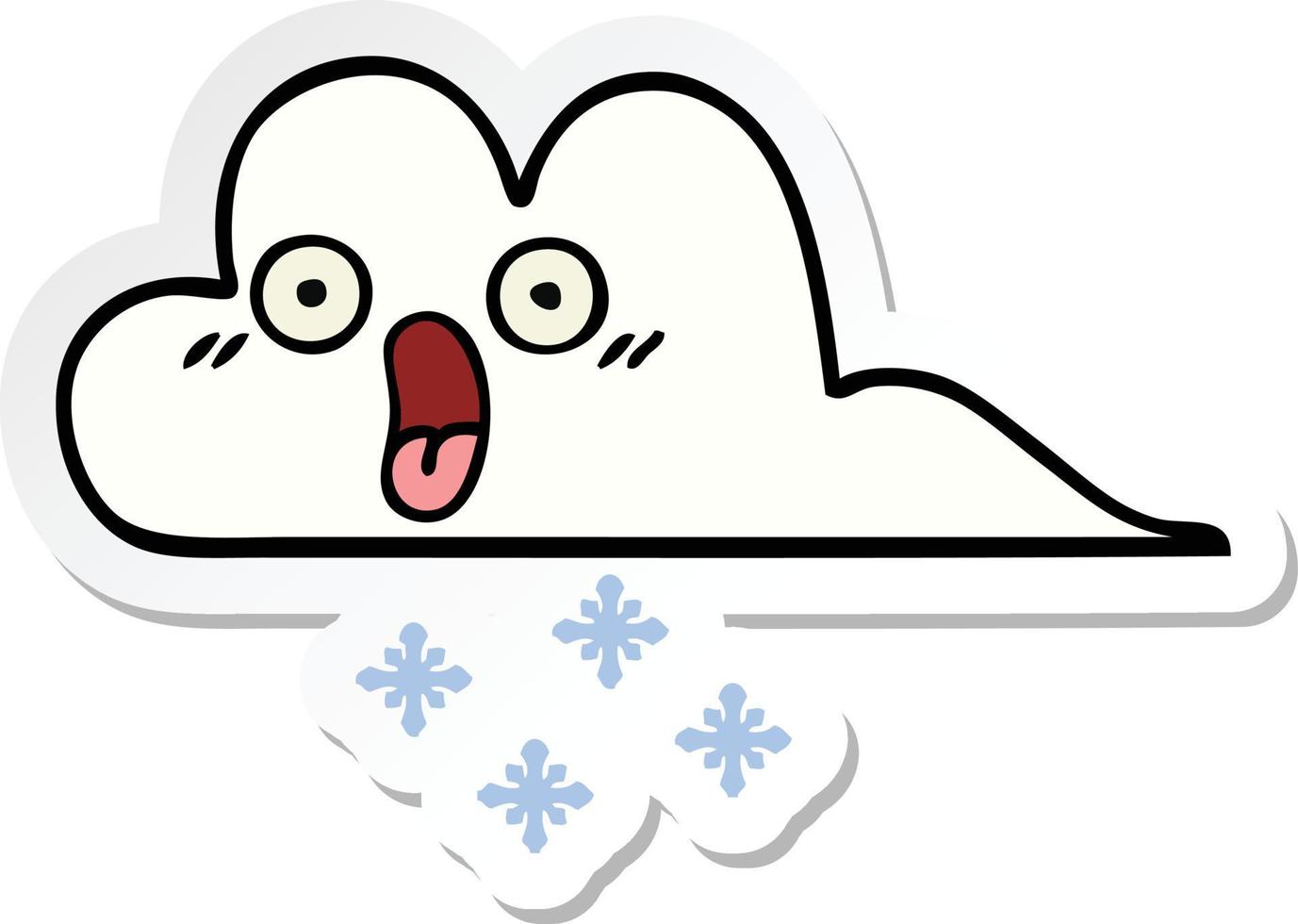 autocollant d'un nuage de neige choqué de dessin animé mignon vecteur