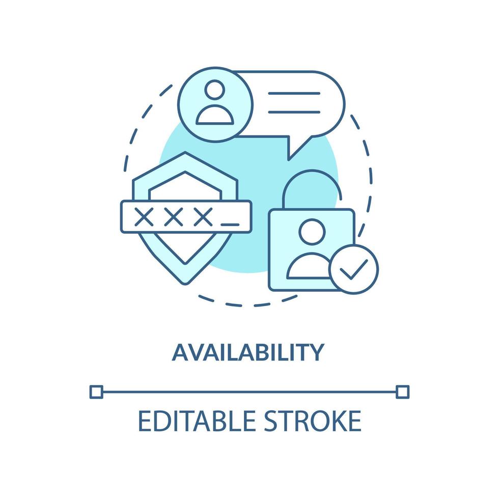 icône de concept turquoise de disponibilité. commentaire système aspect idée abstraite illustration fine ligne. expérience utilisateur attrayante. dessin de contour isolé. trait modifiable. vecteur