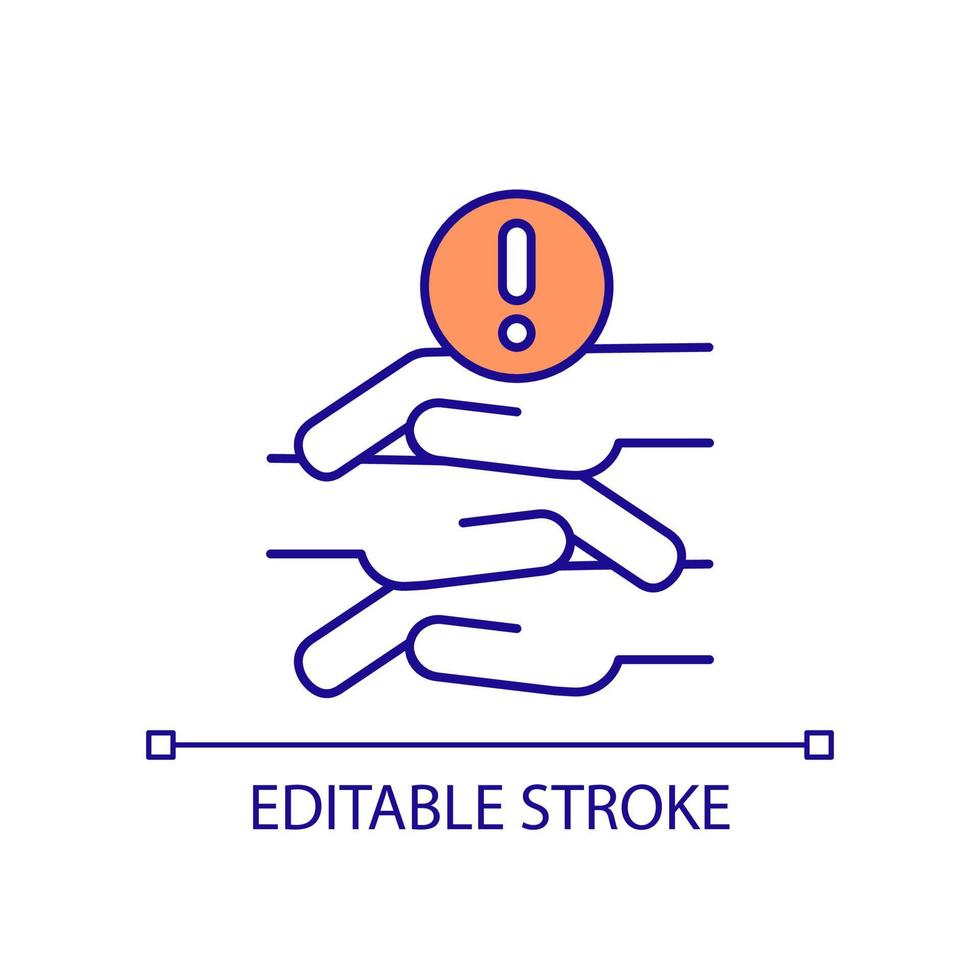 limitations de l'icône de couleur rvb de thérapie de groupe. capacité à accepter l'aide des autres. compétences personnelles. illustration vectorielle isolée. dessin au trait rempli simple. trait modifiable. vecteur