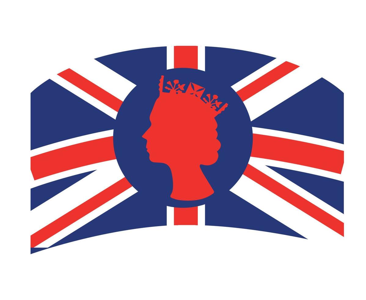 elizabeth queen face rouge avec drapeau britannique royaume uni europe nationale emblème illustration vectorielle élément de conception abstraite vecteur