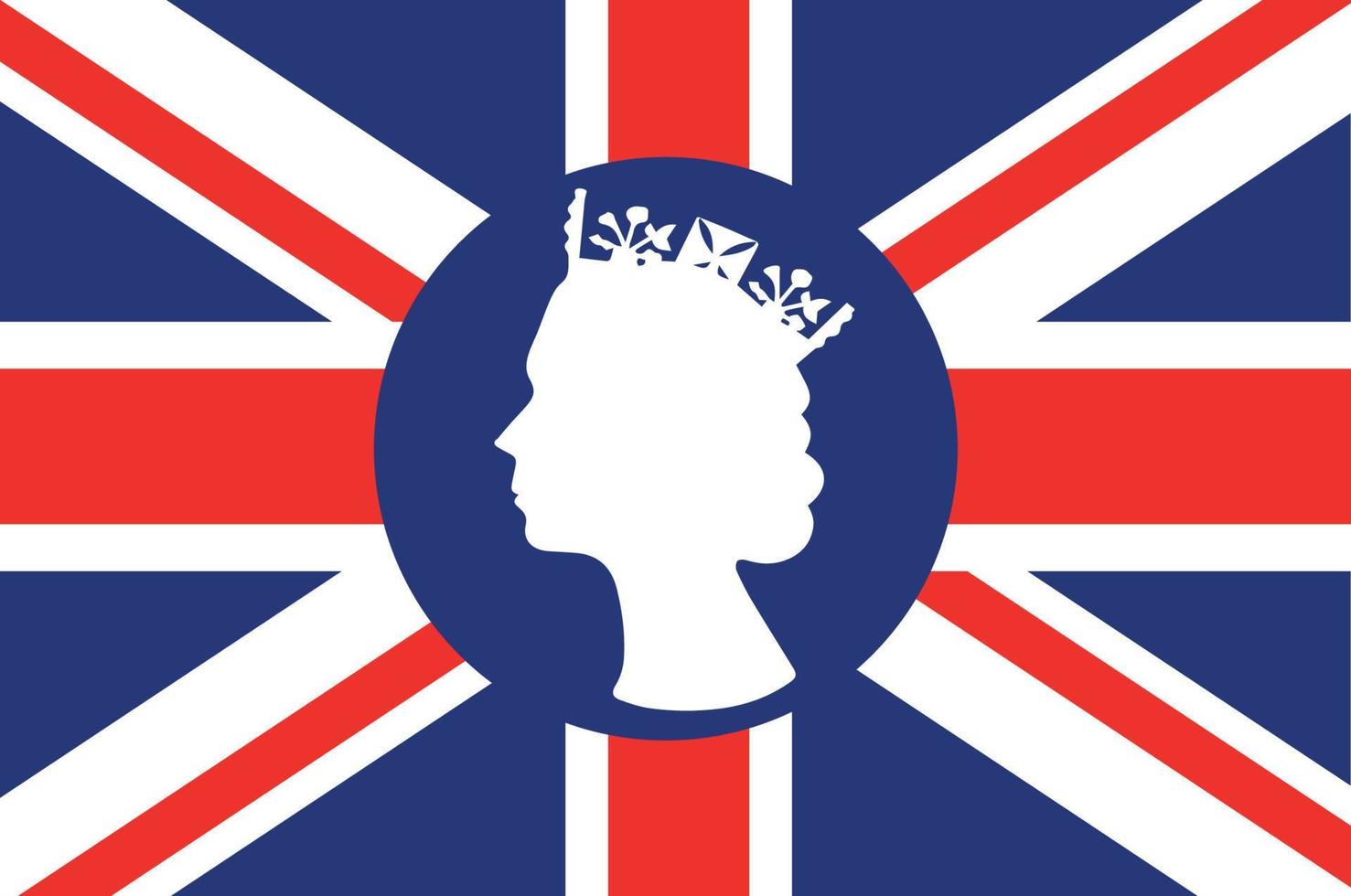 elizabeth reine visage blanc avec drapeau britannique royaume uni europe nationale emblème icône illustration vectorielle élément de conception abstraite vecteur