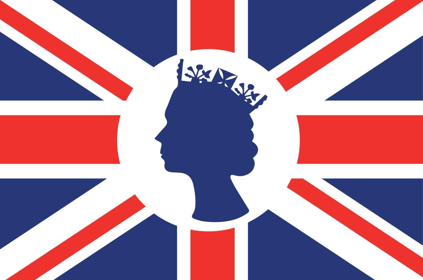 elizabeth reine visage blanc et bleu avec drapeau britannique royaume uni europe nationale emblème icône illustration vectorielle élément de conception abstraite vecteur