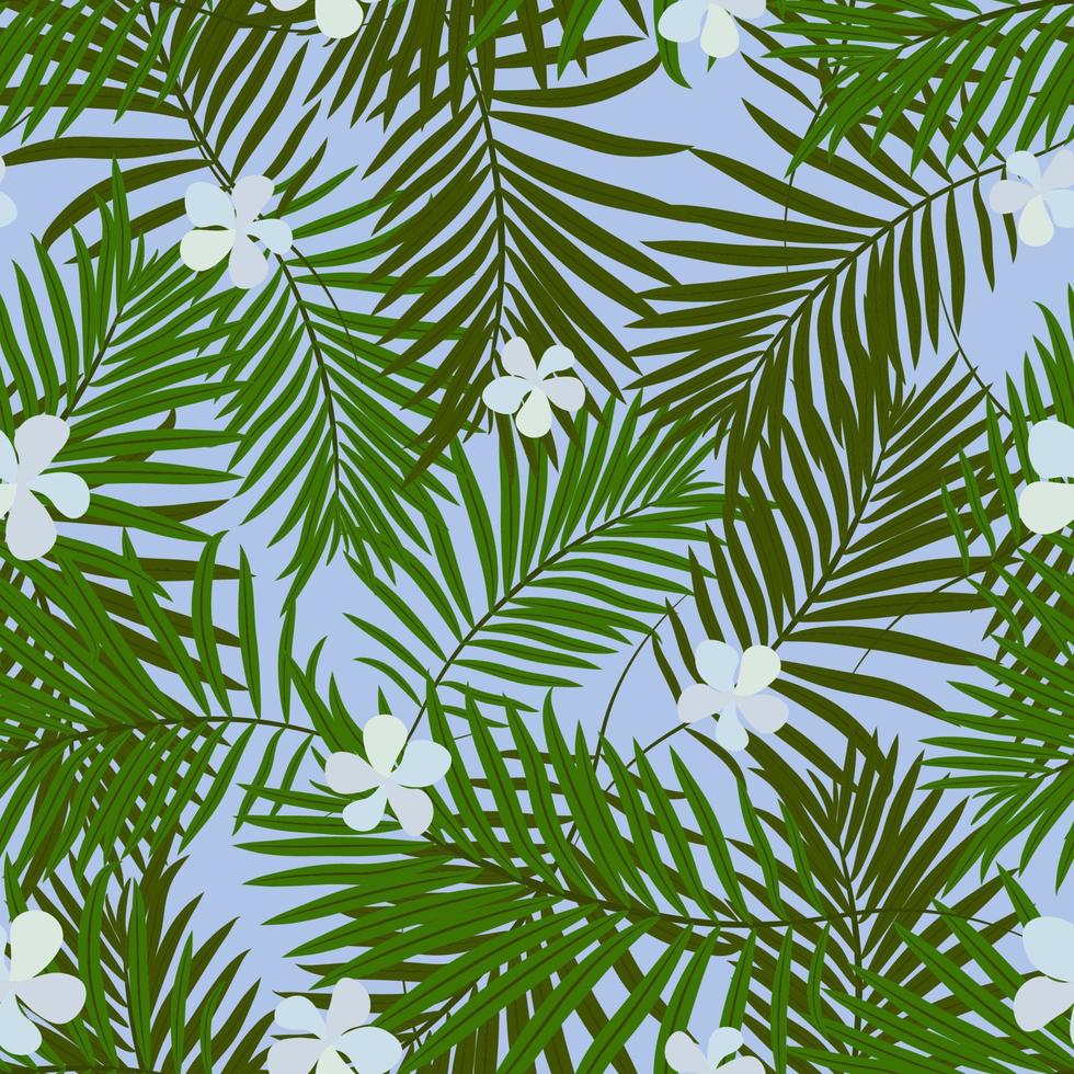 motif tropical harmonieux de feuilles de palmier exotiques et de fleurs tropicales. vecteur. vecteur