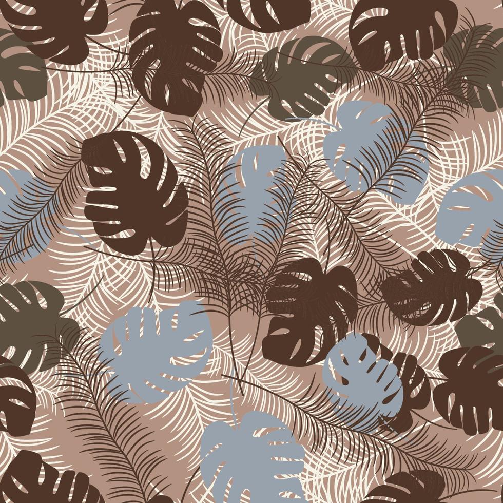 modèle sans couture tropical avec des feuilles de palmier exotiques. monstère tropicale. style hawaïen. illustration vectorielle. vecteur