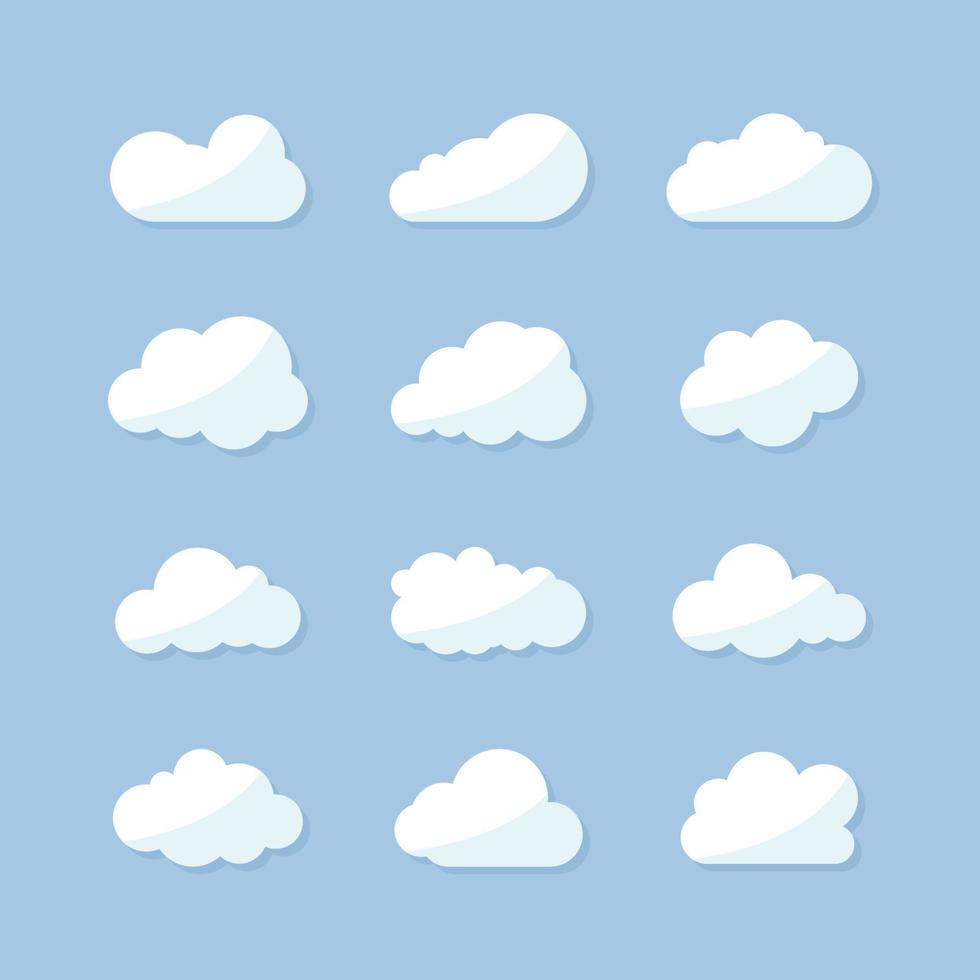 définir la collection d'icônes de nuage vecteur