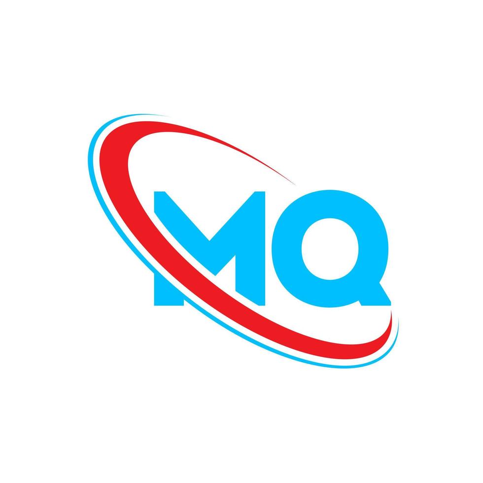 logo mq. conception mq. lettre mq bleue et rouge. création de logo de lettre mq. lettre initiale mq cercle lié logo monogramme majuscule. vecteur