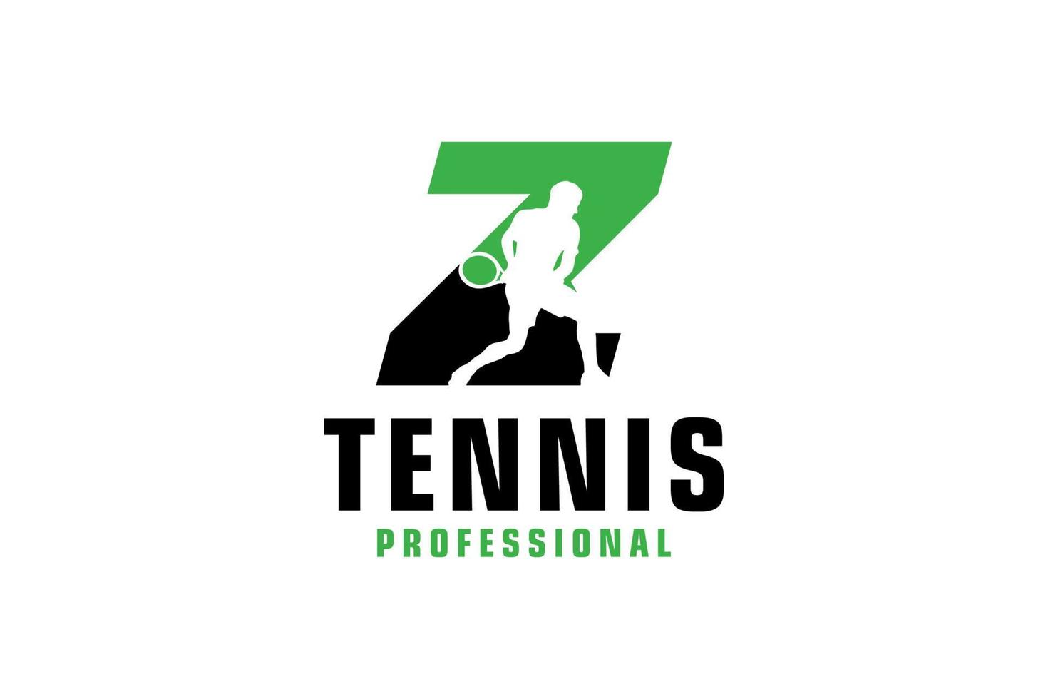 lettre z avec création de logo de silhouette de joueur de tennis. éléments de modèle de conception de vecteur pour l'équipe sportive ou l'identité d'entreprise.