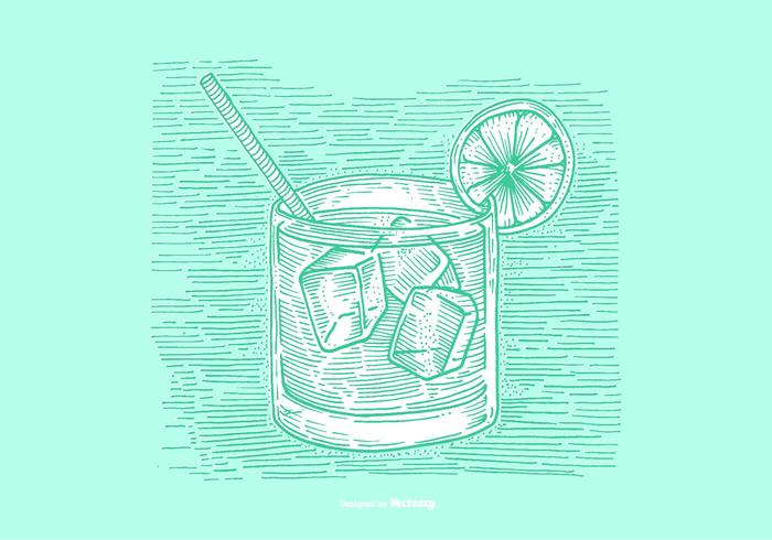 Vodka tonic line drawing vector