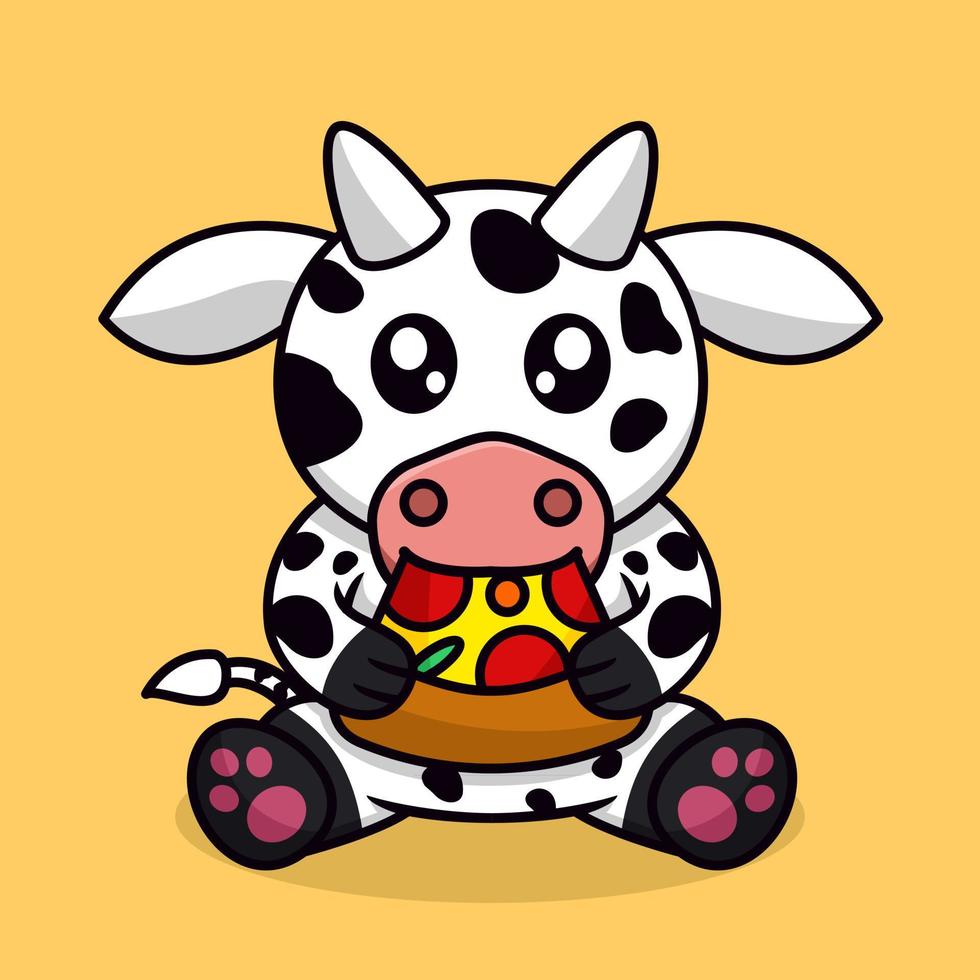 illustration premium de vache mignonne et animal chibi vecteur