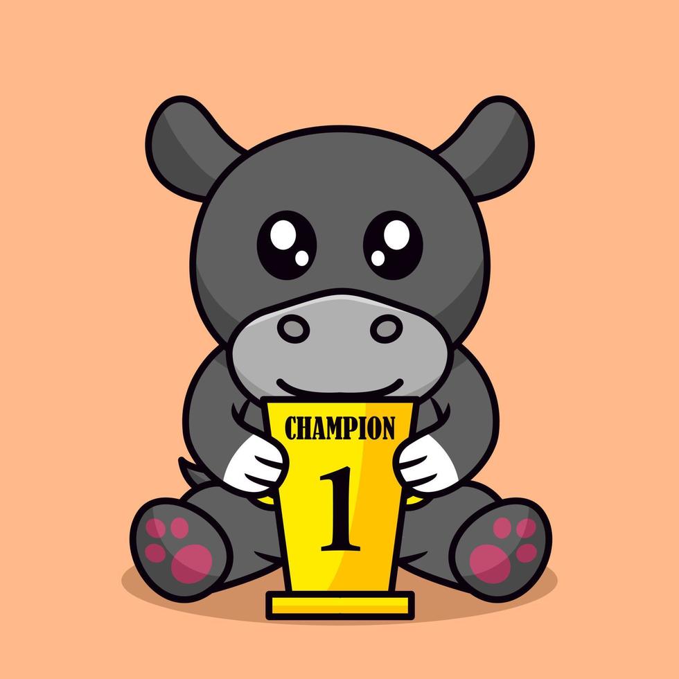 illustration vectorielle d'un animal hippopotame et chibi vecteur