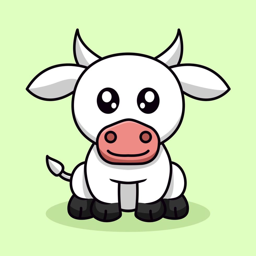 illustration premium de vache mignonne et animal chibi vecteur