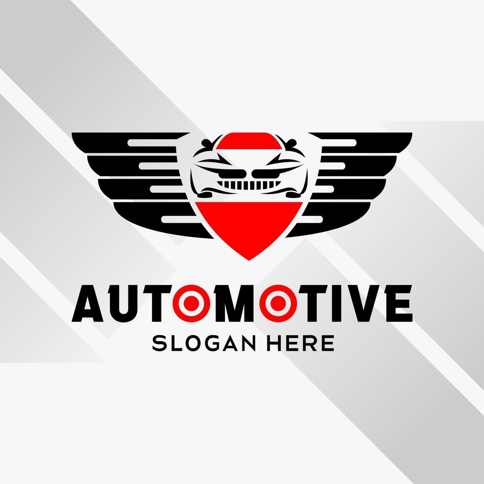 création de logo automobile automobile dans un style abstrait créatif avec des éléments d'ailes. vecteur de modèle de logo rapide et rapide. vecteur d'illustration premium logo automobile