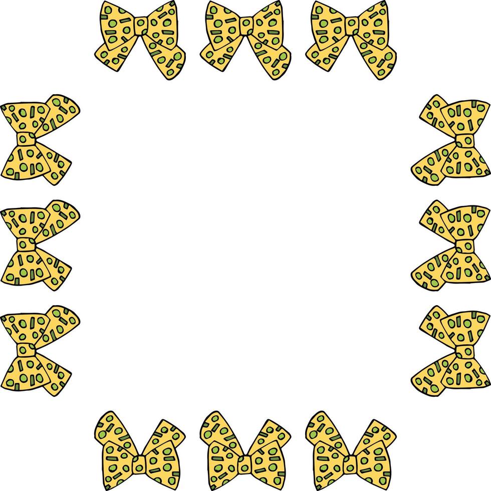 cadre carré avec arc jaune mignon sur fond blanc. image vectorielle. vecteur