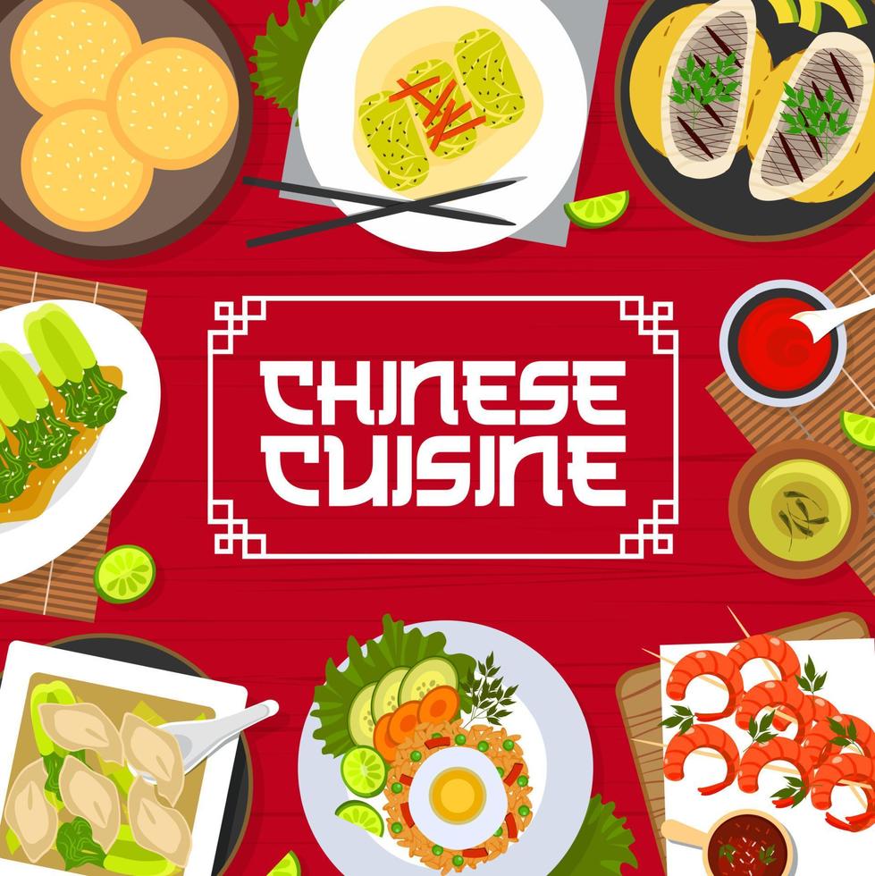 couverture de menu de cuisine chinoise, cuisine de restaurant asiatique vecteur