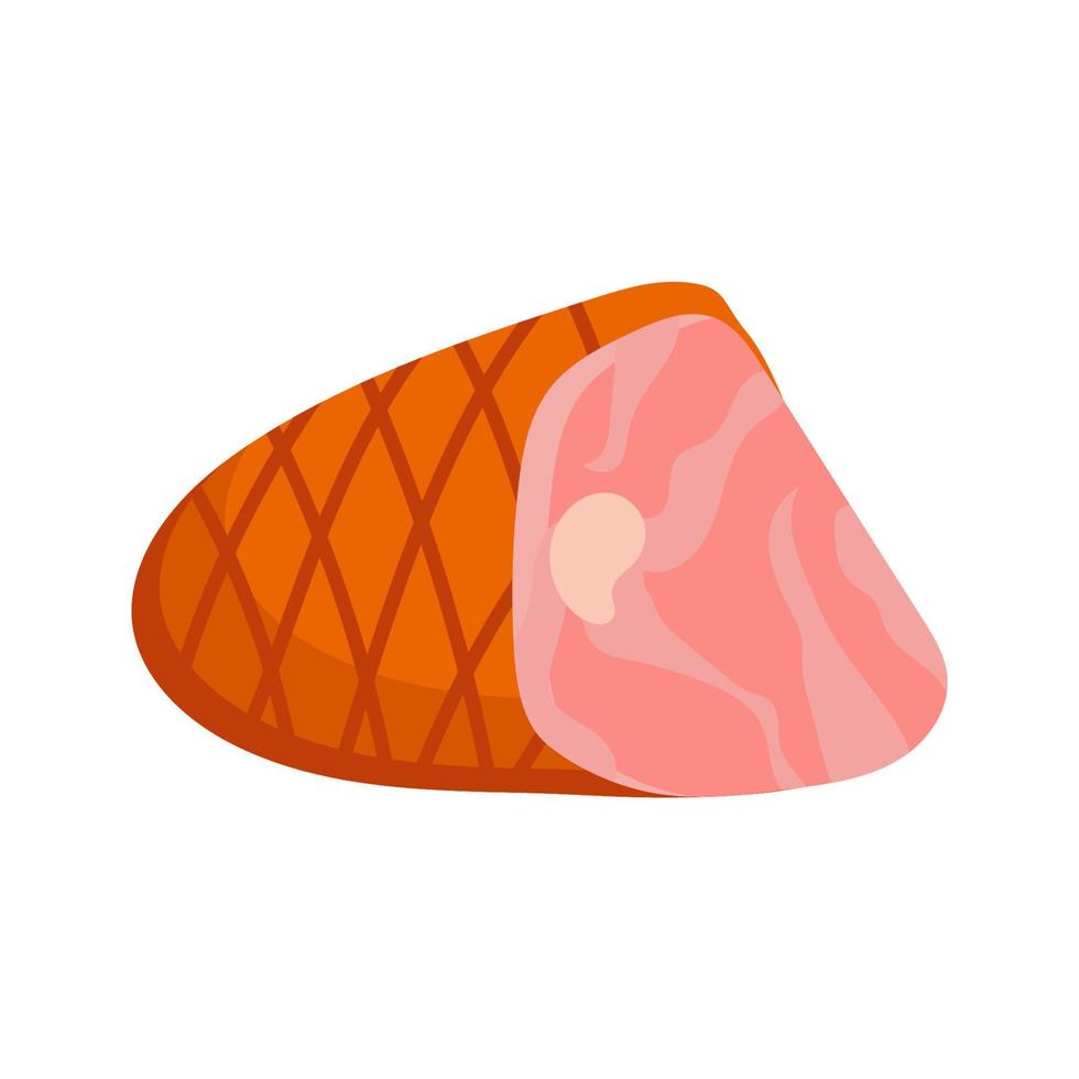 icône de charcuterie jambon et salami. cuisine de steak de barbecue de dessin animé isolé et illustration vectorielle de boeuf. charcuterie gastronomique et produit de veau lardé. épicerie de la ferme délicieux animal vecteur