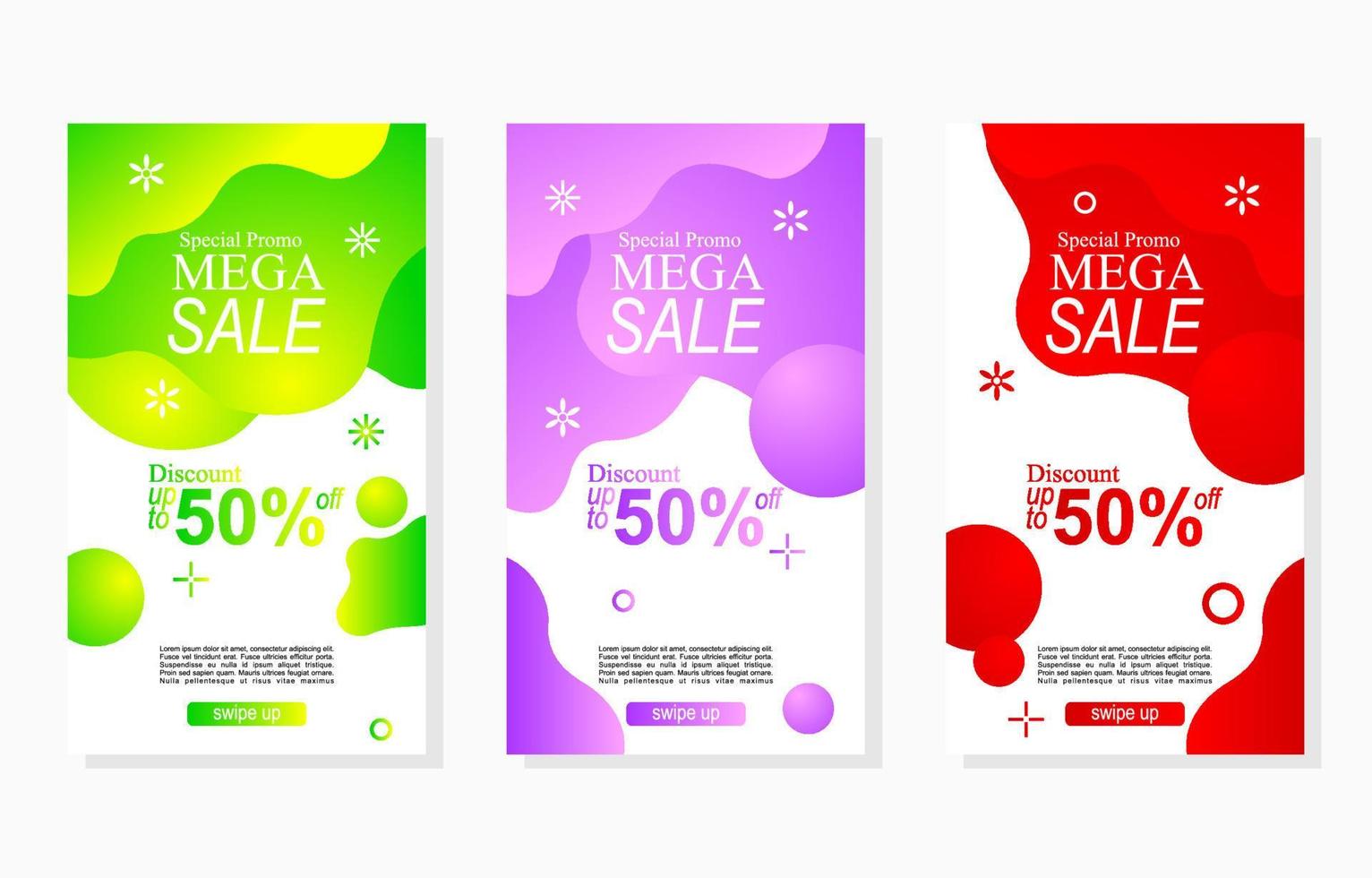 histoires de médias sociaux ensemble de bannières de vente colorées avec une forme abstraite de gradient liquide pour la promotion et la publicité vecteur