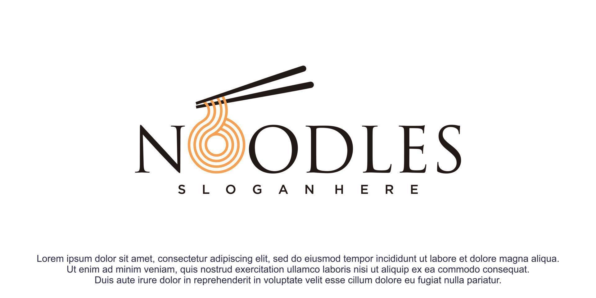 illustration d'icône de logo de nouilles avec vecteur premium de conception créative