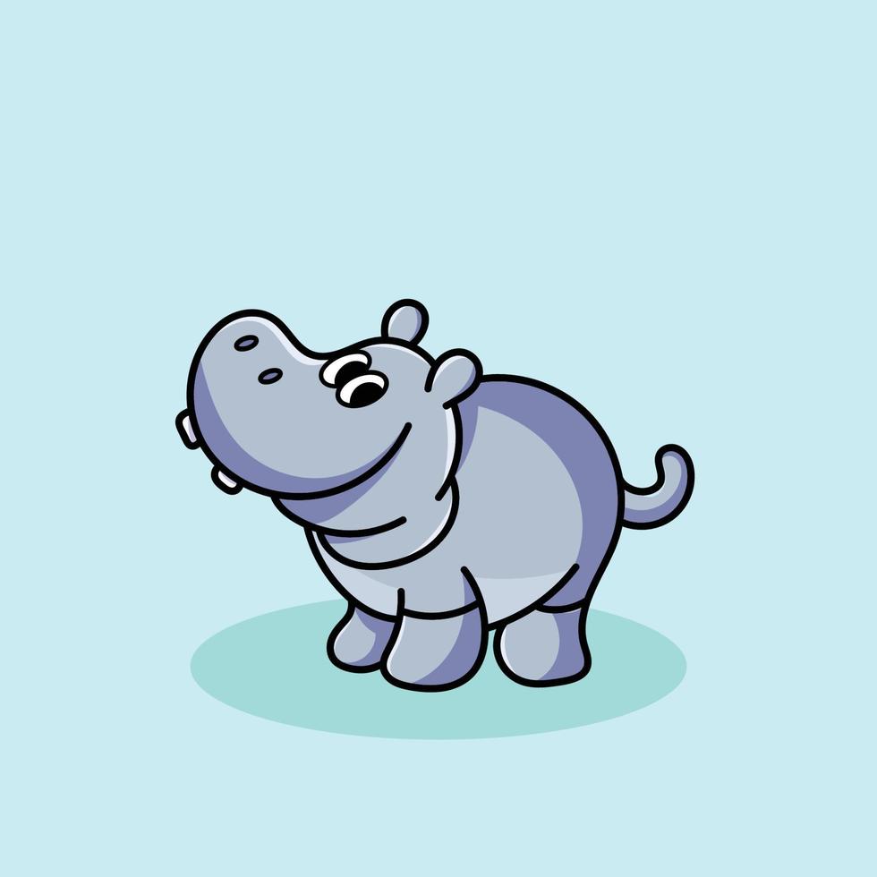 hippopotame dessin animé mascotte drôles vecteur sourire bonheur rigolo  mignons design plat cool 11637954 Art vectoriel chez Vecteezy