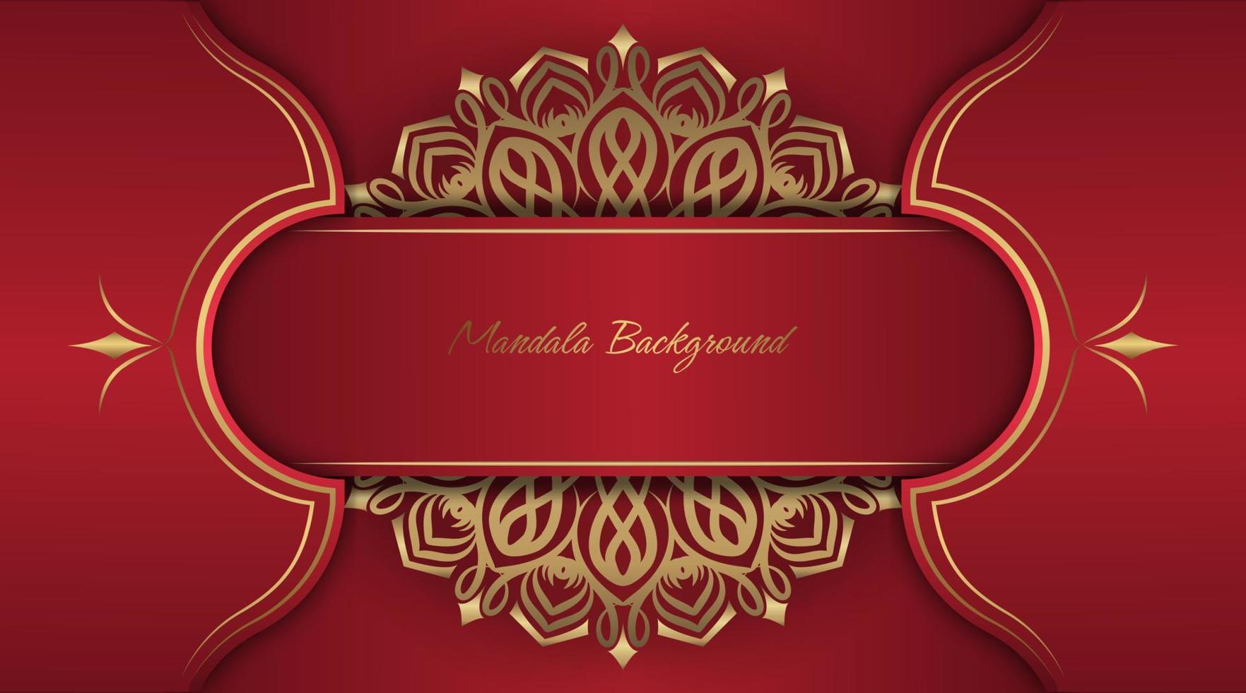 fond de luxe rouge, avec décoration de mandala d'or vecteur