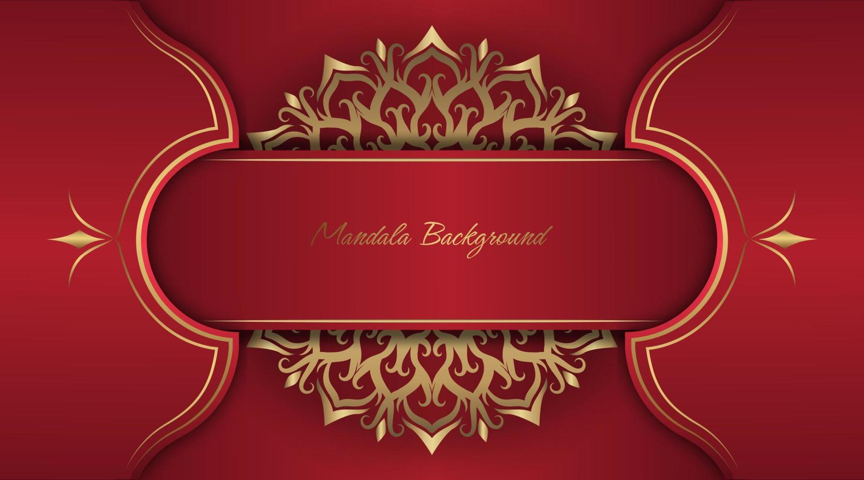 fond de luxe rouge, avec décoration de mandala d'or vecteur